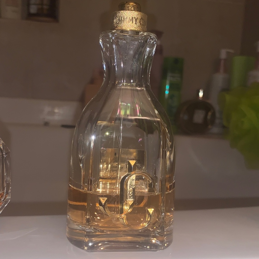 Preloved Jimmy Choo Gold-Capped Glass Perfume Bottle